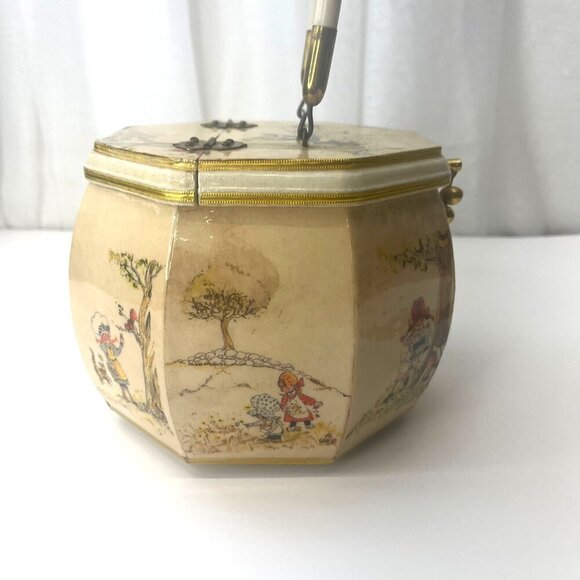 Judith Prothrombin Octagonal Hand Bag Purse Vintage 60s Art Deco Wood Whimsical - Picture 2 of 14